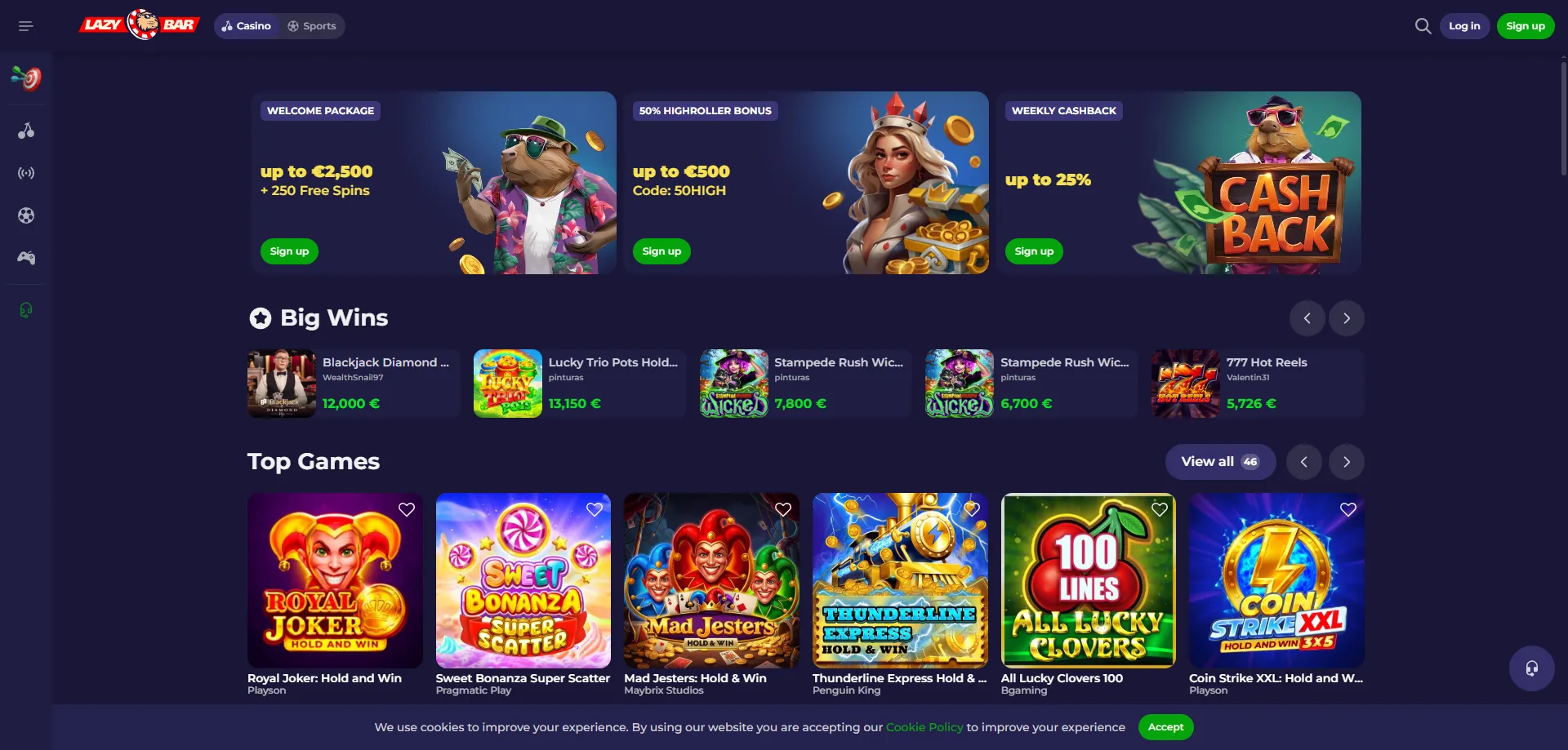Panoramica della piattaforma Lazybar Casino casinò online Italia 2026